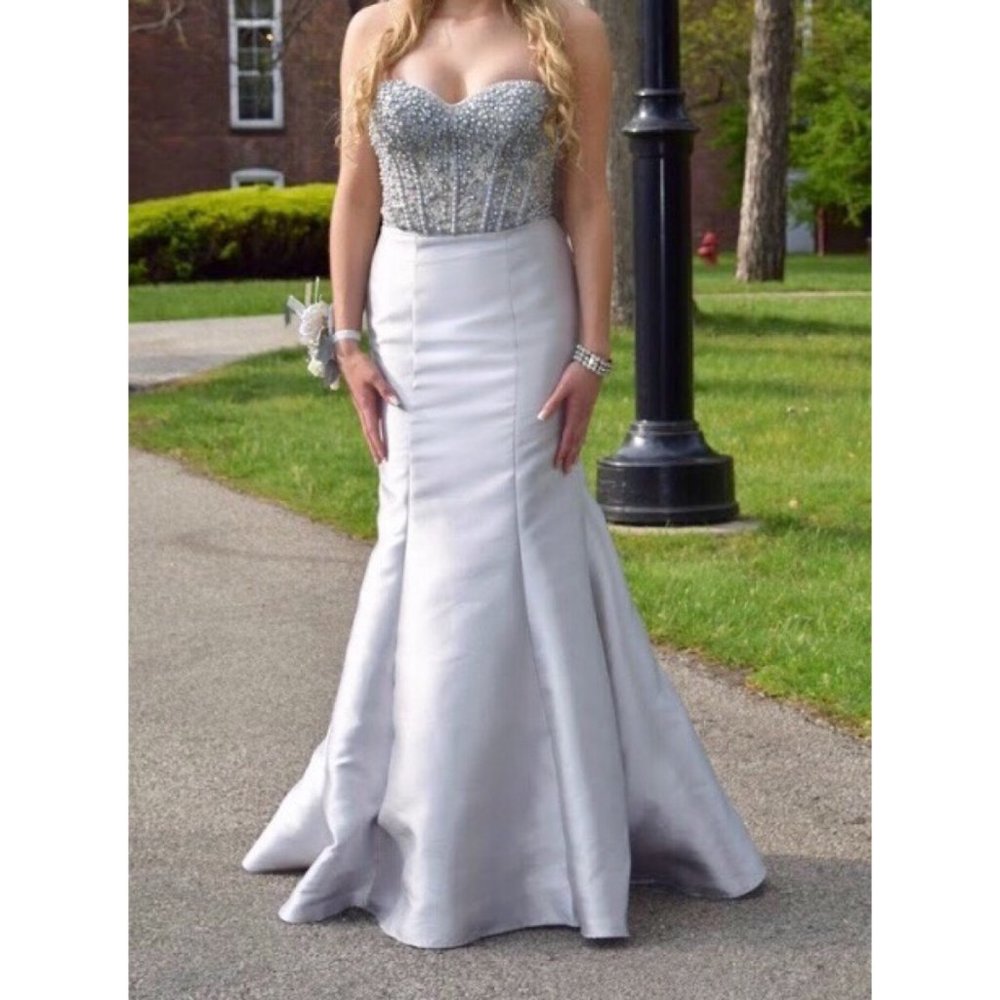 Clarisse 2-piece Prom Dress Silver/Grey - Picture 4 of 14